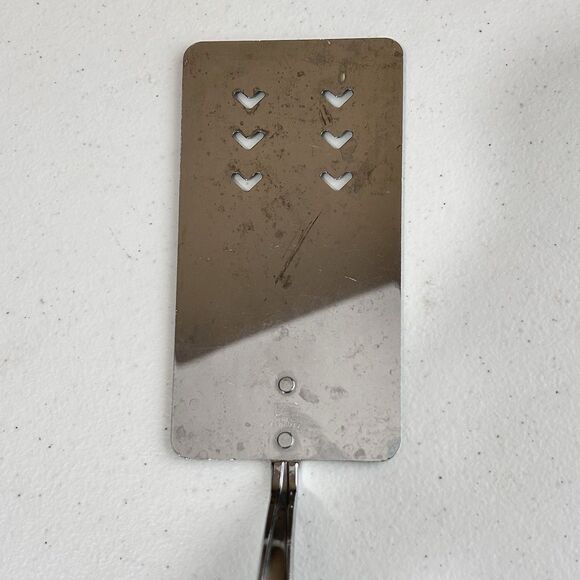Vintage MCM EKCO Metal Heart Shaped Slotted Spatula Turner Chromium Plated 12" - Picture 1 of 9